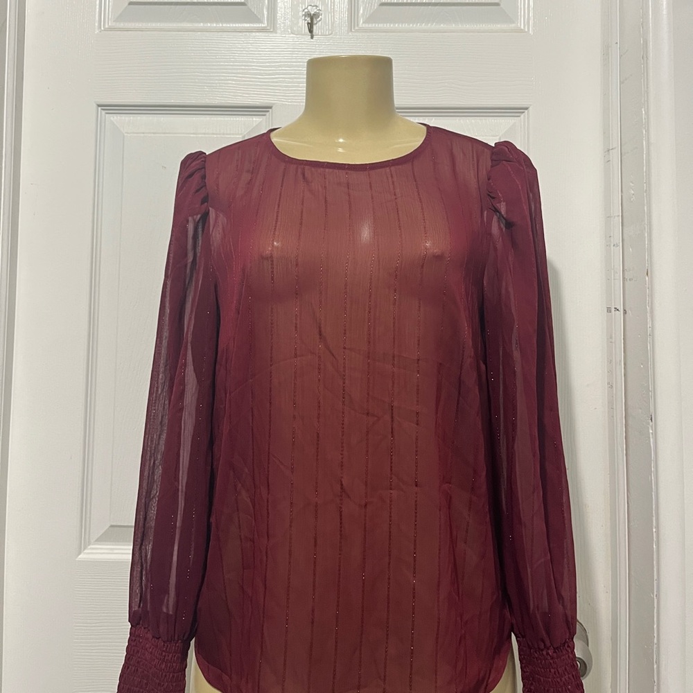 A New Day Red Sheer Blouse